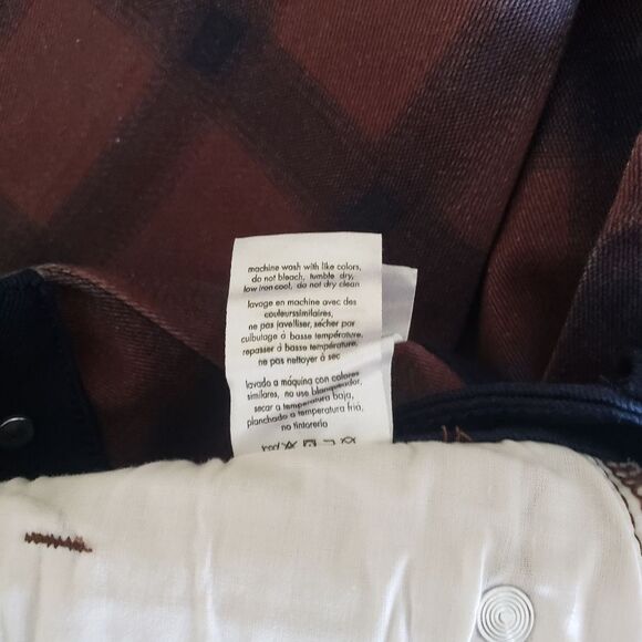 WEWOREWHAT Revolve Plaid Icon High-Rise Colorblock Jeans Size 25 Stretch Twill - Picture 12 of 12